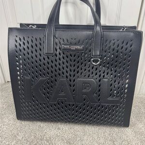 Karl Lagerfeld Black Cutout Crossbody Bag